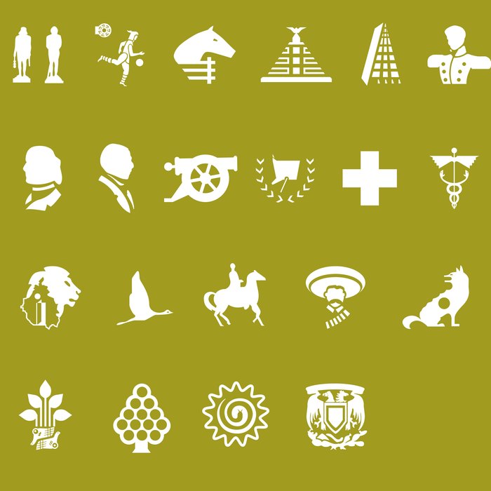 Line 3 station icon set, olive